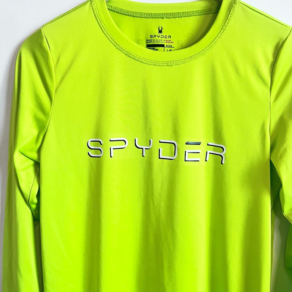 SPYDER UNISEX SURF SWIM LONG SLEEVE CREW NECK ATHLETIC SHIRT LIME GREEN SIZE L - Picture 1 of 9
